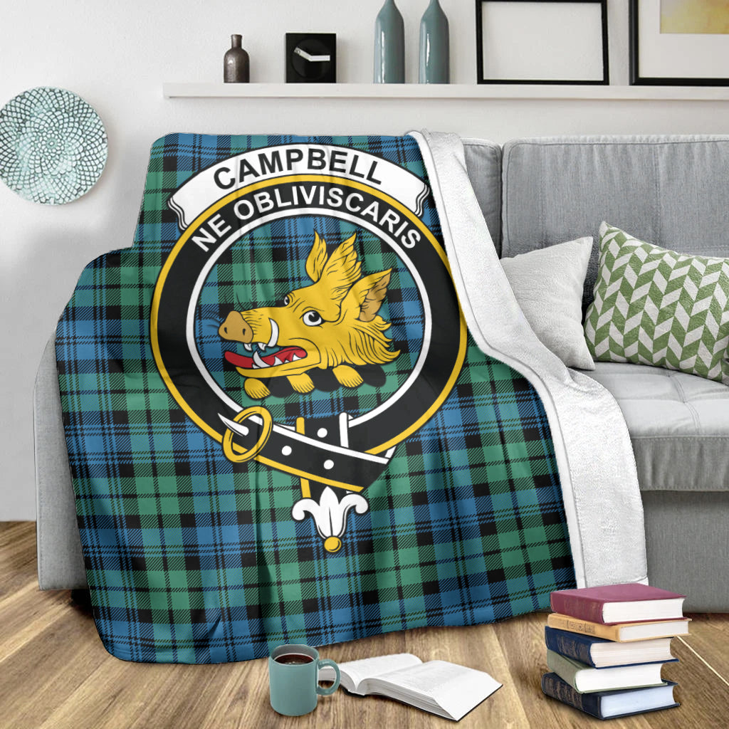 Campbell Ancient 01 Tartan Blanket with Family Crest X-Large 59 x 79 inches 150 x 200 cm - Tartan Vibes Clothing