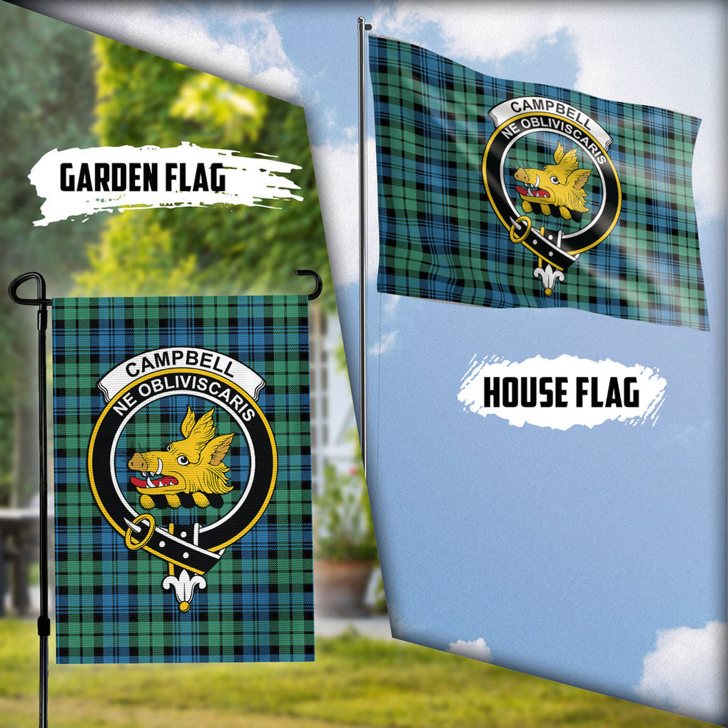 Campbell Ancient 01 Tartan Flag with Family Crest Garden Flag (Vertical) - Tartan Vibes Clothing