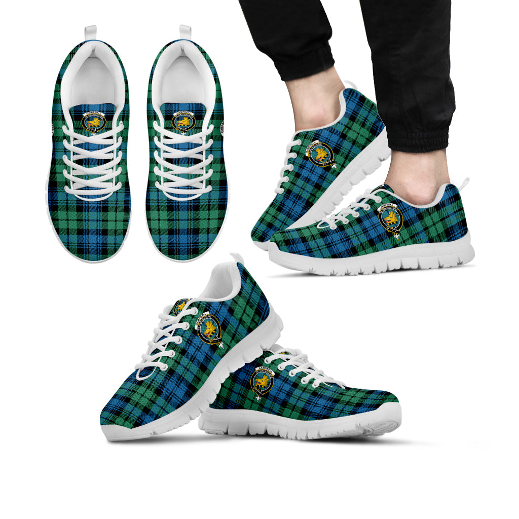 Campbell Ancient 01 Tartan Sneakers with Family Crest Kid's Sneakers - Tartan Vibes Clothing