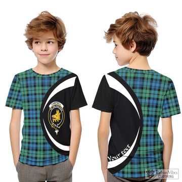 Campbell Ancient 01 Tartan Kid T-Shirt with Family Crest Circle Style