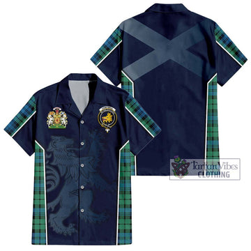 Campbell Ancient 01 Tartan Short Sleeve Button Shirt with Family Crest and Lion Rampant Vibes Sport Style