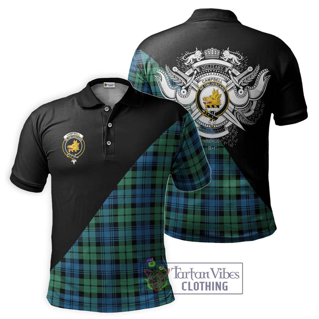 Campbell Ancient 01 Tartan Polo Shirt with Family Crest and Military Logo Style Kid - Tartanvibesclothing Shop