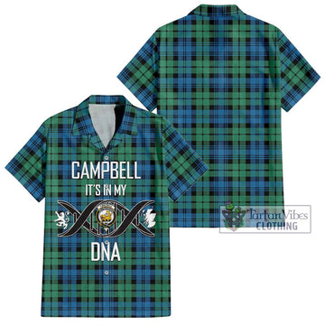 Campbell Ancient 01 Tartan Short Sleeve Button Shirt with Family Crest DNA In Me Style