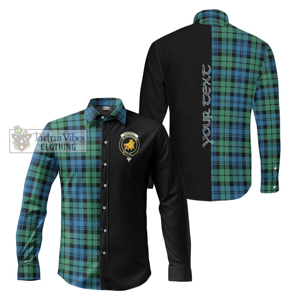 Campbell Ancient 01 Tartan Long Sleeve Button Shirt with Family Crest and Half Of Me Style Men's Shirt S - Tartanvibesclothing Shop