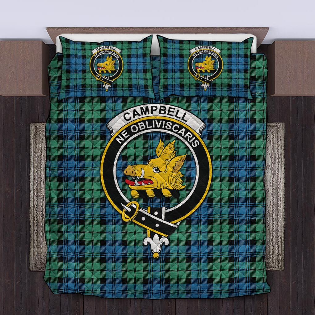 Campbell Ancient 01 Tartan Quilt Bed Set with Family Crest Twin - Tartan Vibes Clothing