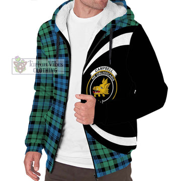 Campbell Ancient 01 Tartan Sherpa Hoodie with Family Crest Circle Style