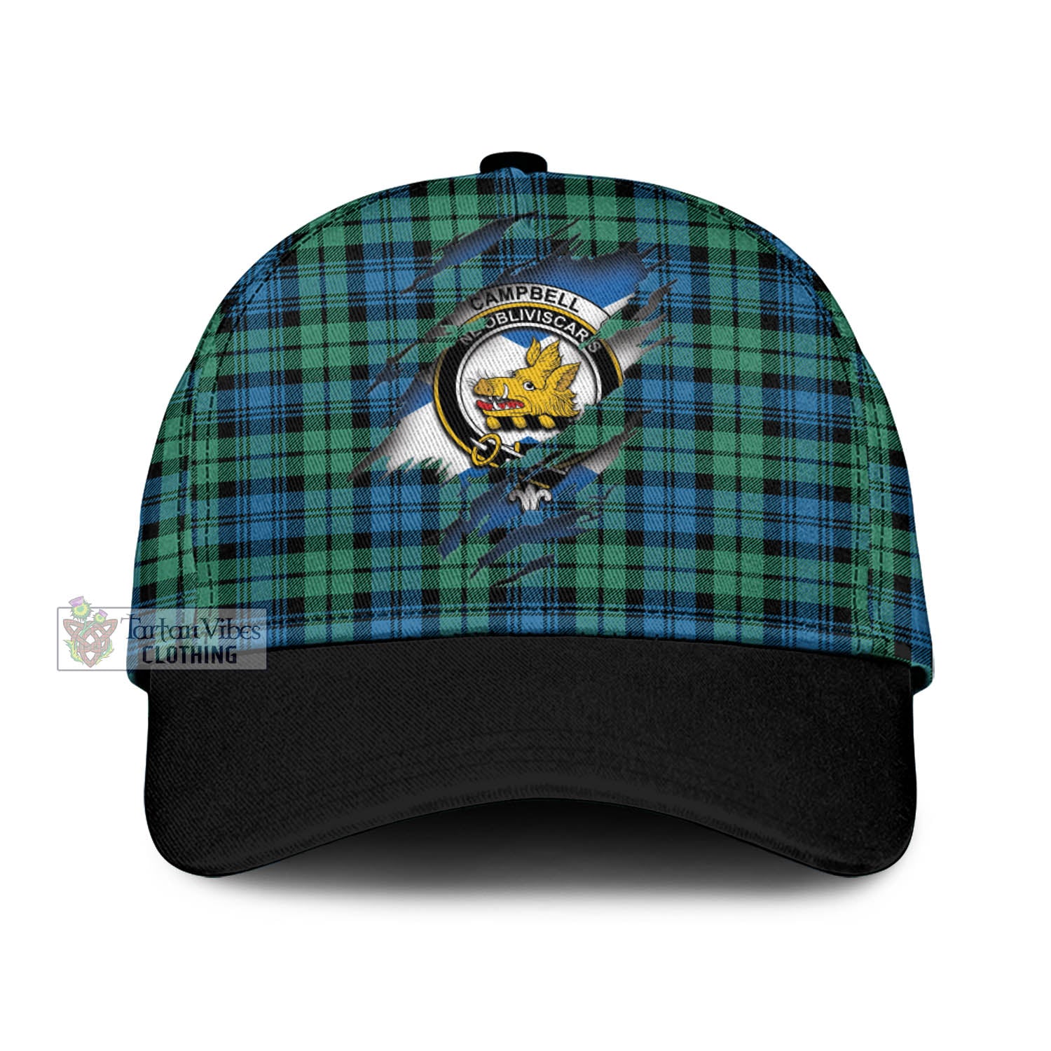 Tartan Vibes Clothing Campbell Ancient 01 Tartan Classic Cap with Family Crest In Me Style