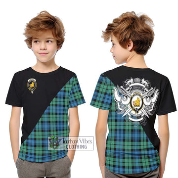 Campbell Ancient 01 Tartan Kid T-Shirt with Family Crest and Military Logo Style