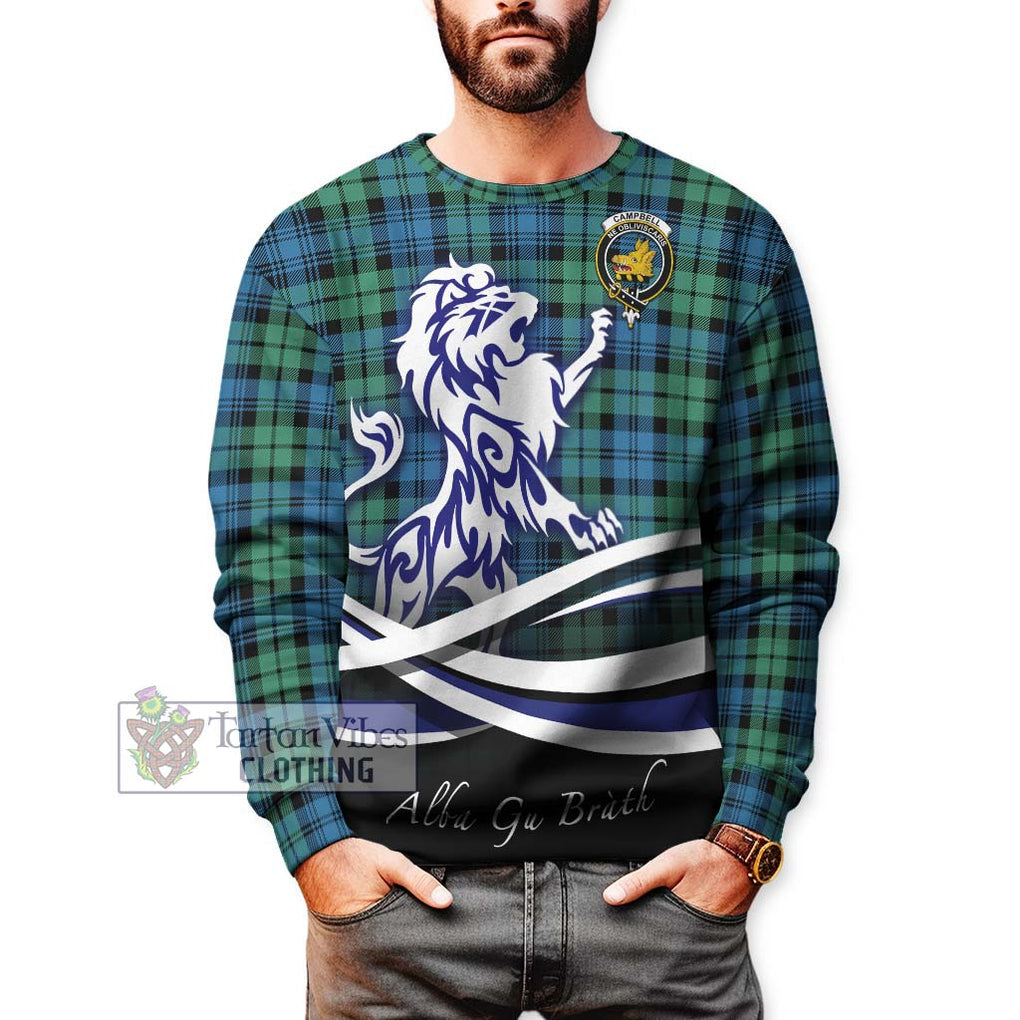 Campbell Ancient 01 Tartan Sweatshirt with Alba Gu Brath Regal Lion Emblem Unisex - Tartanvibesclothing Shop