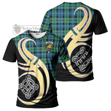 Campbell Ancient 01 Tartan T-Shirt with Family Crest and Celtic Symbol Style