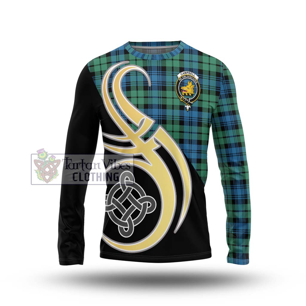 Campbell Ancient 01 Tartan Long Sleeve T-Shirt with Family Crest and Celtic Symbol Style Unisex - Tartan Vibes Clothing