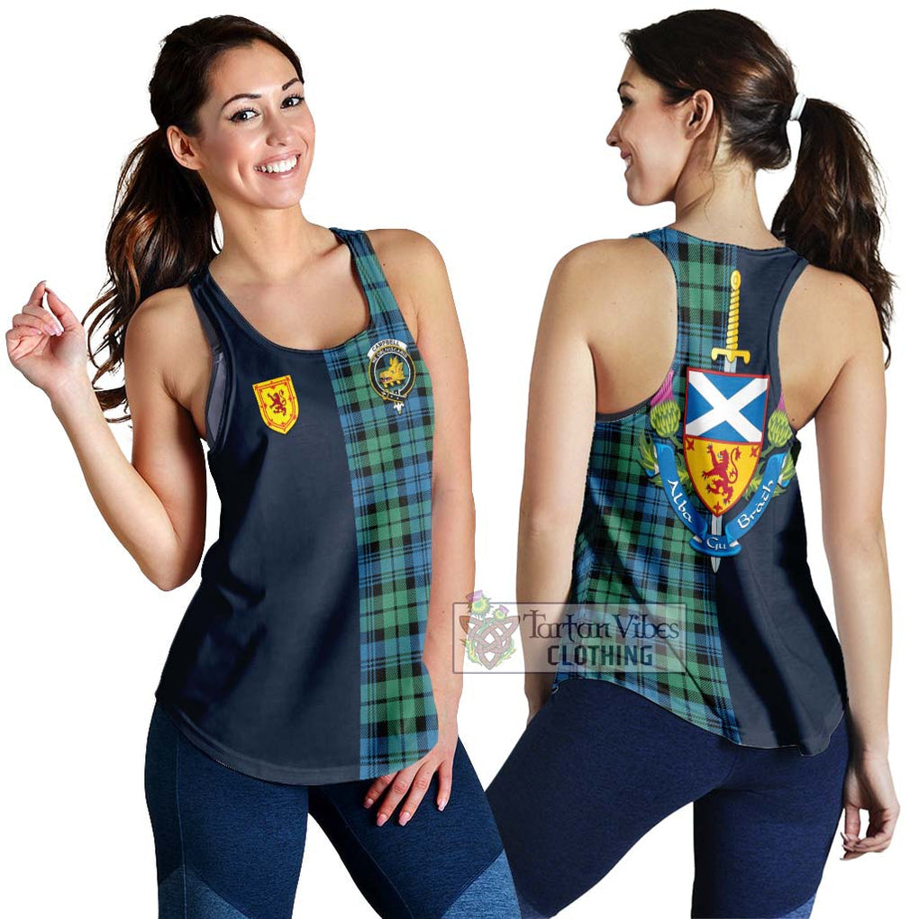 Tartan Vibes Clothing Campbell Ancient 01 Tartan Women's Racerback Tanks with Scottish Lion Royal Arm Half Style