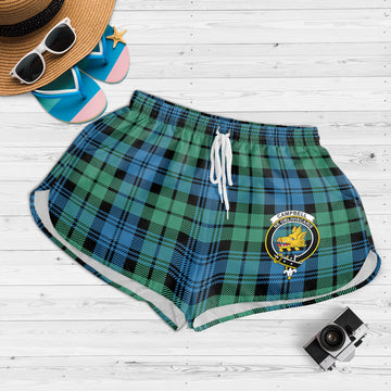 Campbell Ancient 01 Tartan Womens Shorts with Family Crest