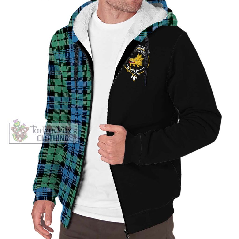 Campbell Ancient 01 Tartan Sherpa Hoodie with Family Crest and Half Of Me Style Unisex S - Tartanvibesclothing Shop