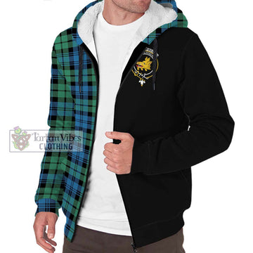 Campbell Ancient 01 Tartan Sherpa Hoodie with Family Crest and Half Of Me Style