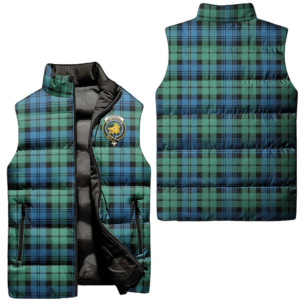 Campbell Ancient 01 Tartan Sleeveless Puffer Jacket with Family Crest Unisex - Tartanvibesclothing