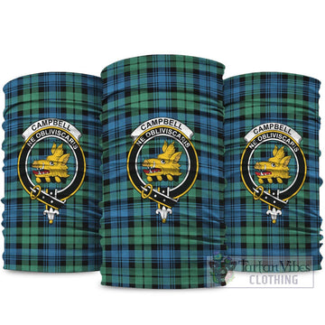 Campbell Ancient 01 Tartan Neck Gaiters, Tartan Bandanas, Tartan Head Band with Family Crest