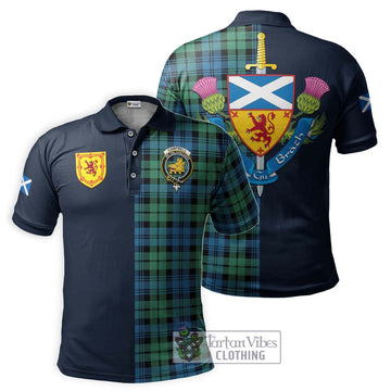 Campbell Ancient 01 Tartan Polo Shirt Alba with Scottish Lion Royal Arm Half Style