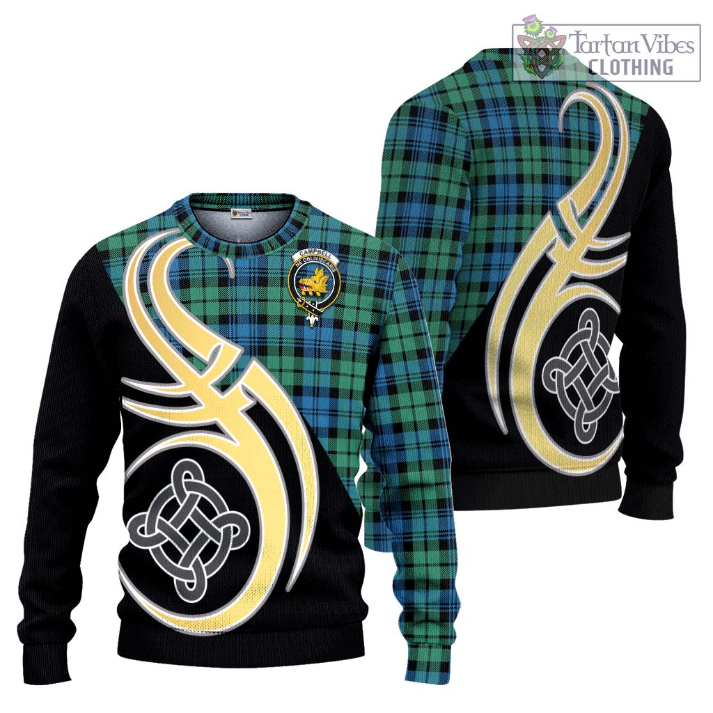 Campbell Ancient 01 Tartan Knitted Sweater with Family Crest and Celtic Symbol Style Unisex - Tartan Vibes Clothing