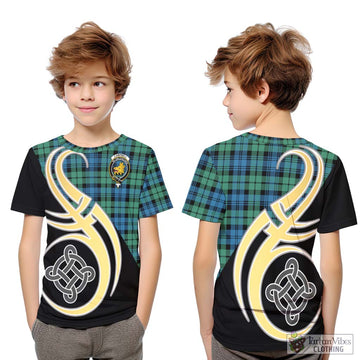 Campbell Ancient 01 Tartan Kid T-Shirt with Family Crest and Celtic Symbol Style