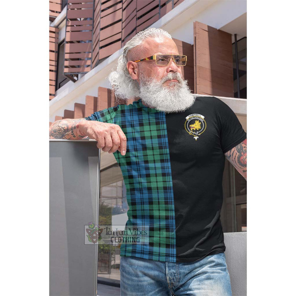 Tartan Vibes Clothing Campbell Ancient 01 Tartan Cotton T-shirt with Family Crest and Half Of Me Style