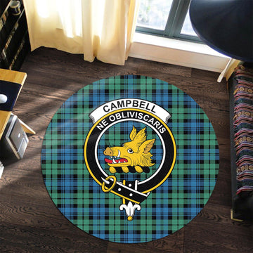 Campbell Ancient 01 Tartan Round Rug with Family Crest