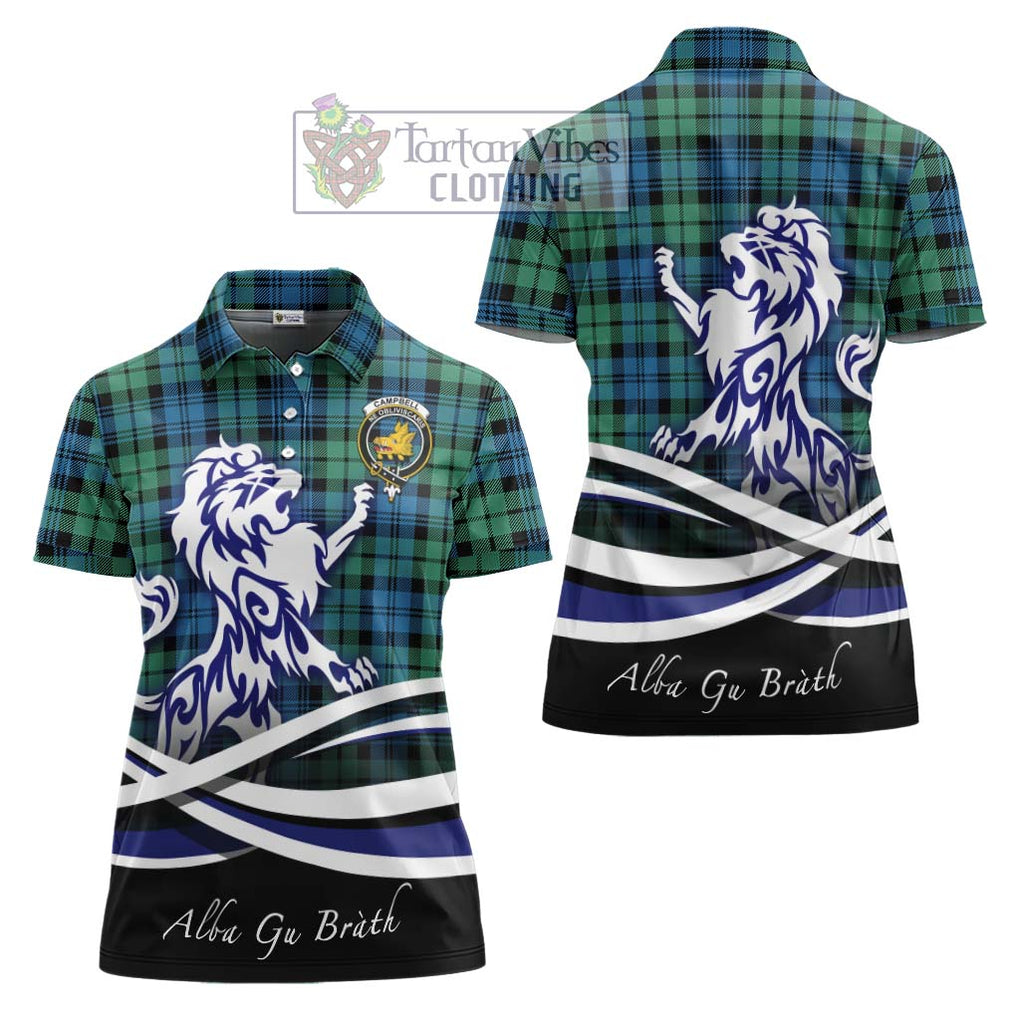 Campbell Ancient 01 Tartan Women's Polo Shirt with Alba Gu Brath Regal Lion Emblem Women - Tartanvibesclothing Shop