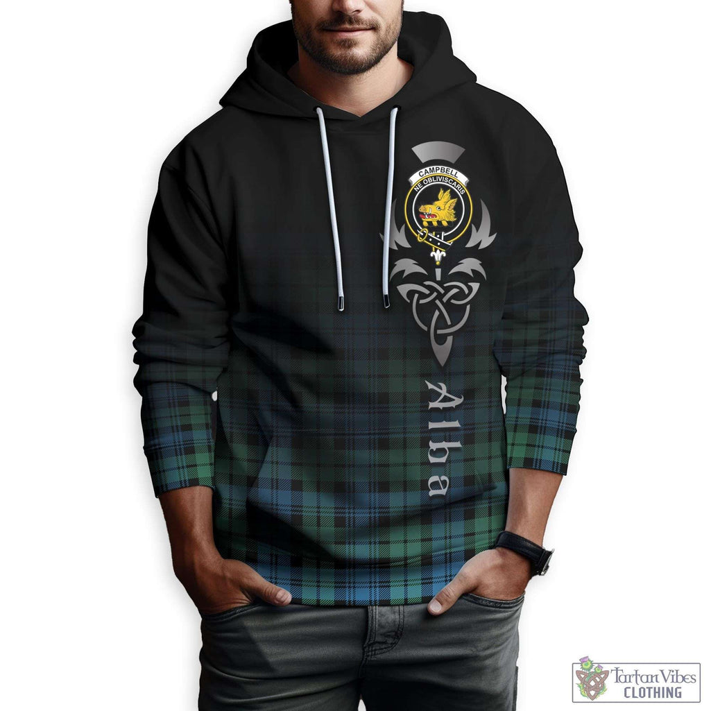 Tartan Vibes Clothing Campbell Ancient 01 Tartan Hoodie Featuring Alba Gu Brath Family Crest Celtic Inspired