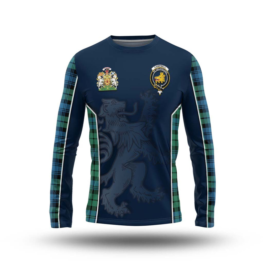 Campbell Ancient 01 Tartan Long Sleeve T-Shirt with Family Crest and Lion Rampant Vibes Sport Style Unisex - Tartan Vibes Clothing