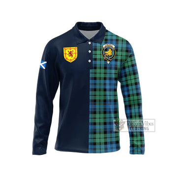 Campbell Ancient 01 Tartan Long Sleeve Polo Shirt Alba with Scottish Lion Royal Arm Half Style