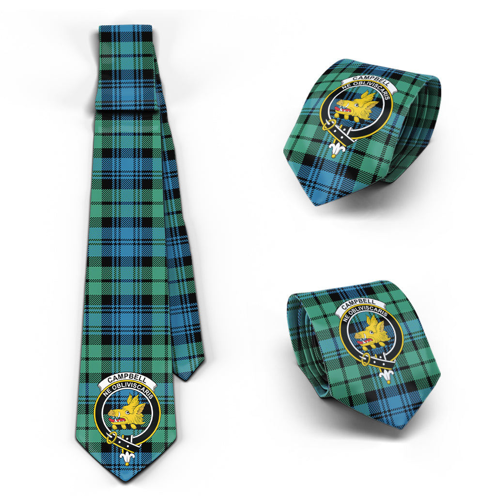 Campbell Ancient 01 Tartan Classic Necktie with Family Crest Necktie One Size - Tartan Vibes Clothing