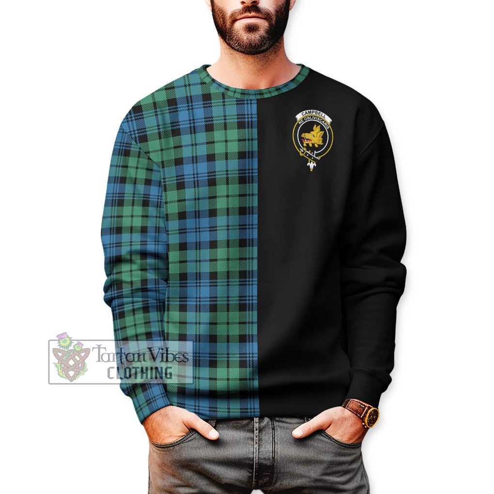 Campbell Ancient 01 Tartan Sweatshirt with Family Crest and Half Of Me Style Unisex - Tartanvibesclothing Shop