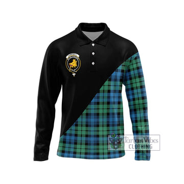 Campbell Ancient 01 Tartan Long Sleeve Polo Shirt with Family Crest and Military Logo Style