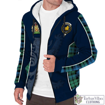 Campbell Ancient 01 Tartan Sherpa Hoodie with Family Crest and Lion Rampant Vibes Sport Style