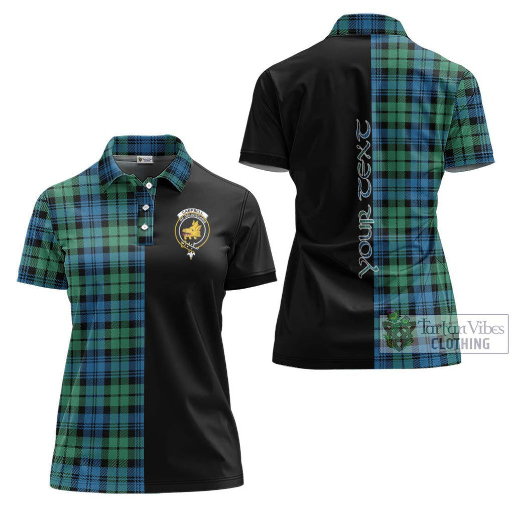 Campbell Ancient 01 Tartan Women's Polo Shirt with Family Crest and Half Of Me Style Women - Tartanvibesclothing Shop