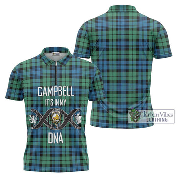 Campbell Ancient 01 Tartan Zipper Polo Shirt with Family Crest DNA In Me Style