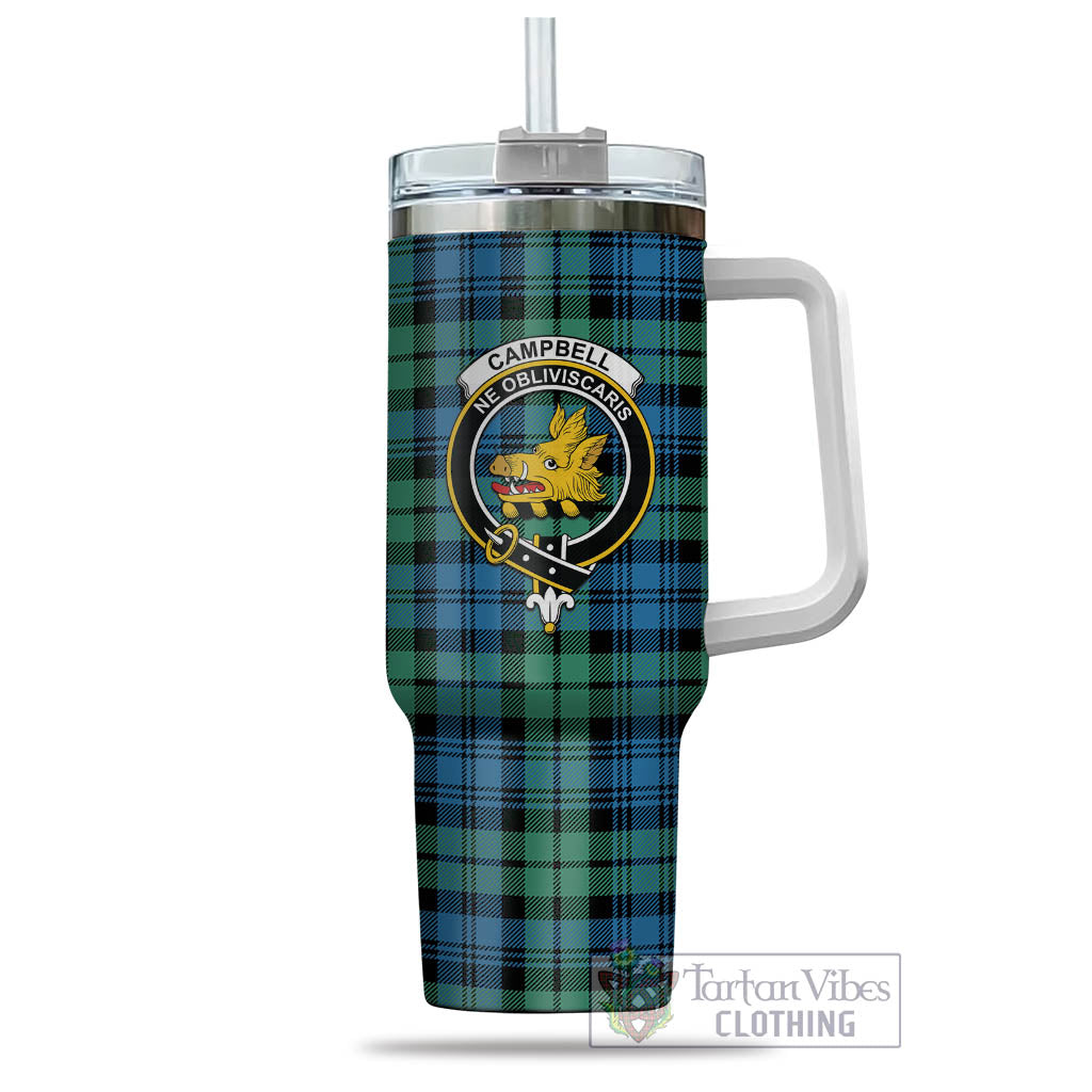 Tartan Vibes Clothing Campbell Ancient 01 Tartan and Family Crest Tumbler with Handle