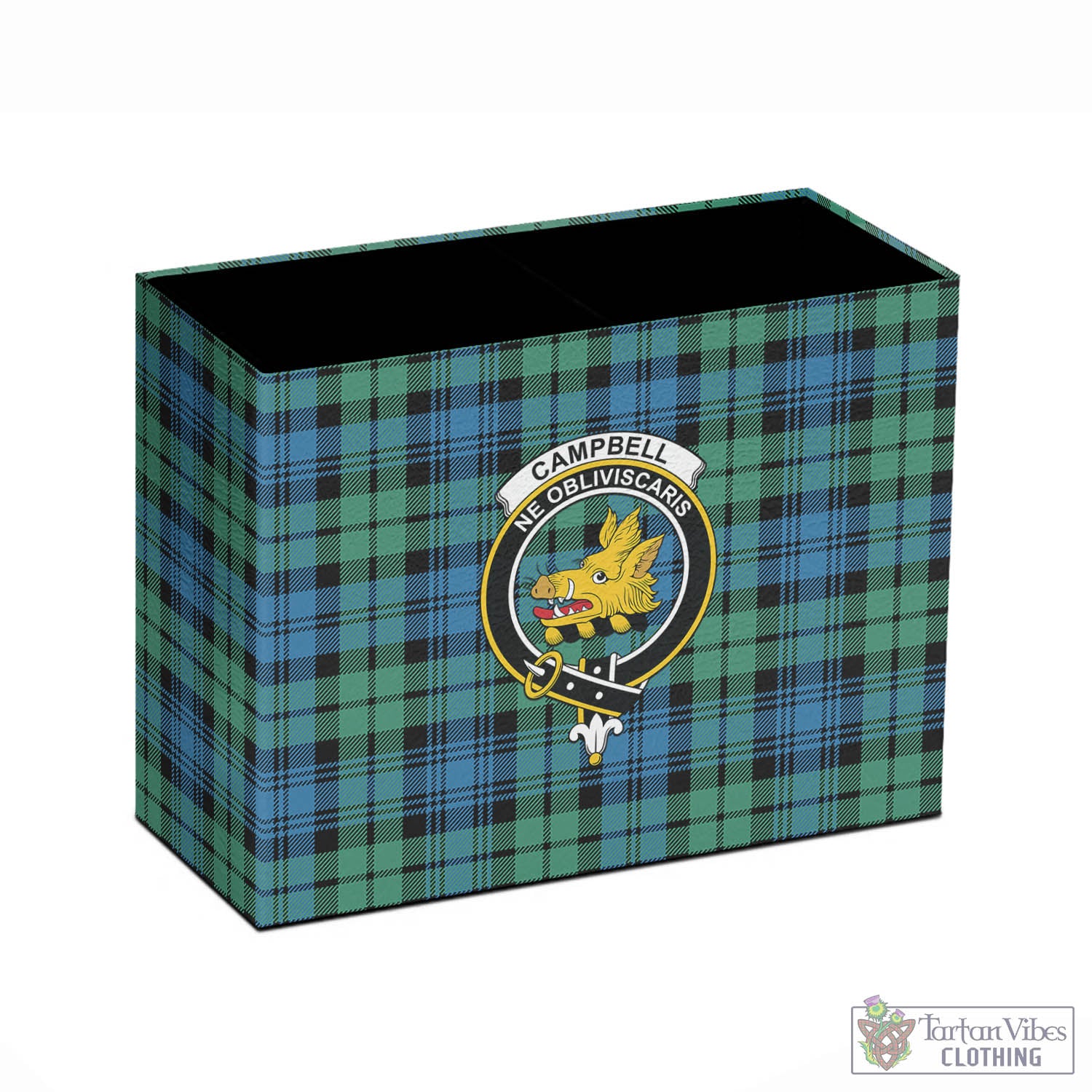 Tartan Vibes Clothing Campbell Ancient 01 Tartan Pen Holder with Family Crest