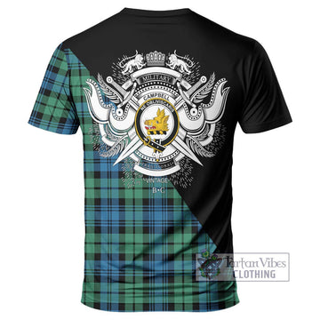 Campbell Ancient 01 Tartan T-Shirt with Family Crest and Military Logo Style