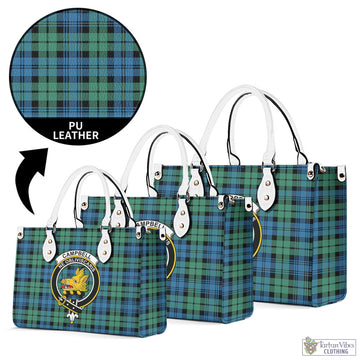 Campbell Ancient 01 Tartan Luxury Leather Handbags with Family Crest