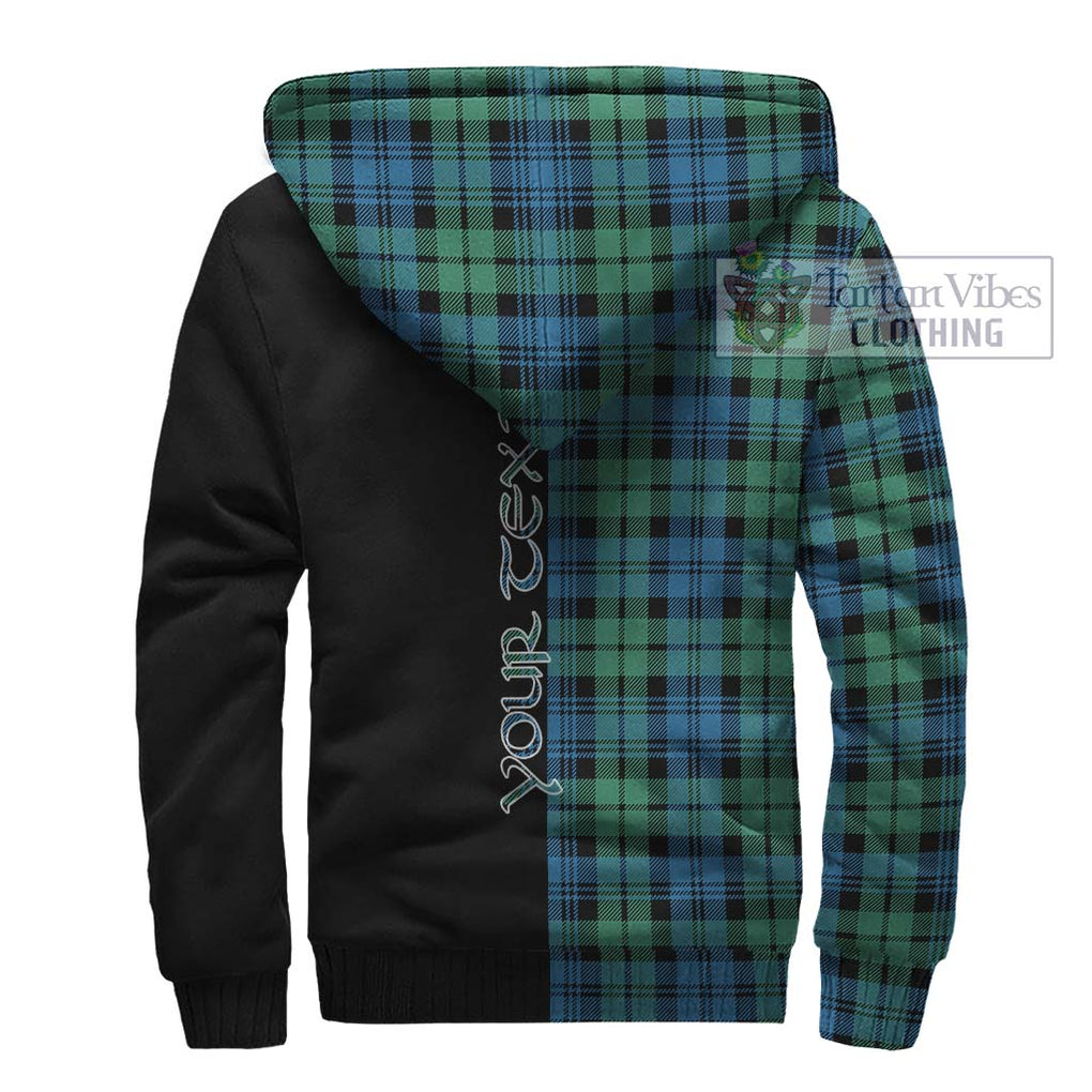 Campbell Ancient 01 Tartan Sherpa Hoodie with Family Crest and Half Of Me Style - Tartanvibesclothing Shop