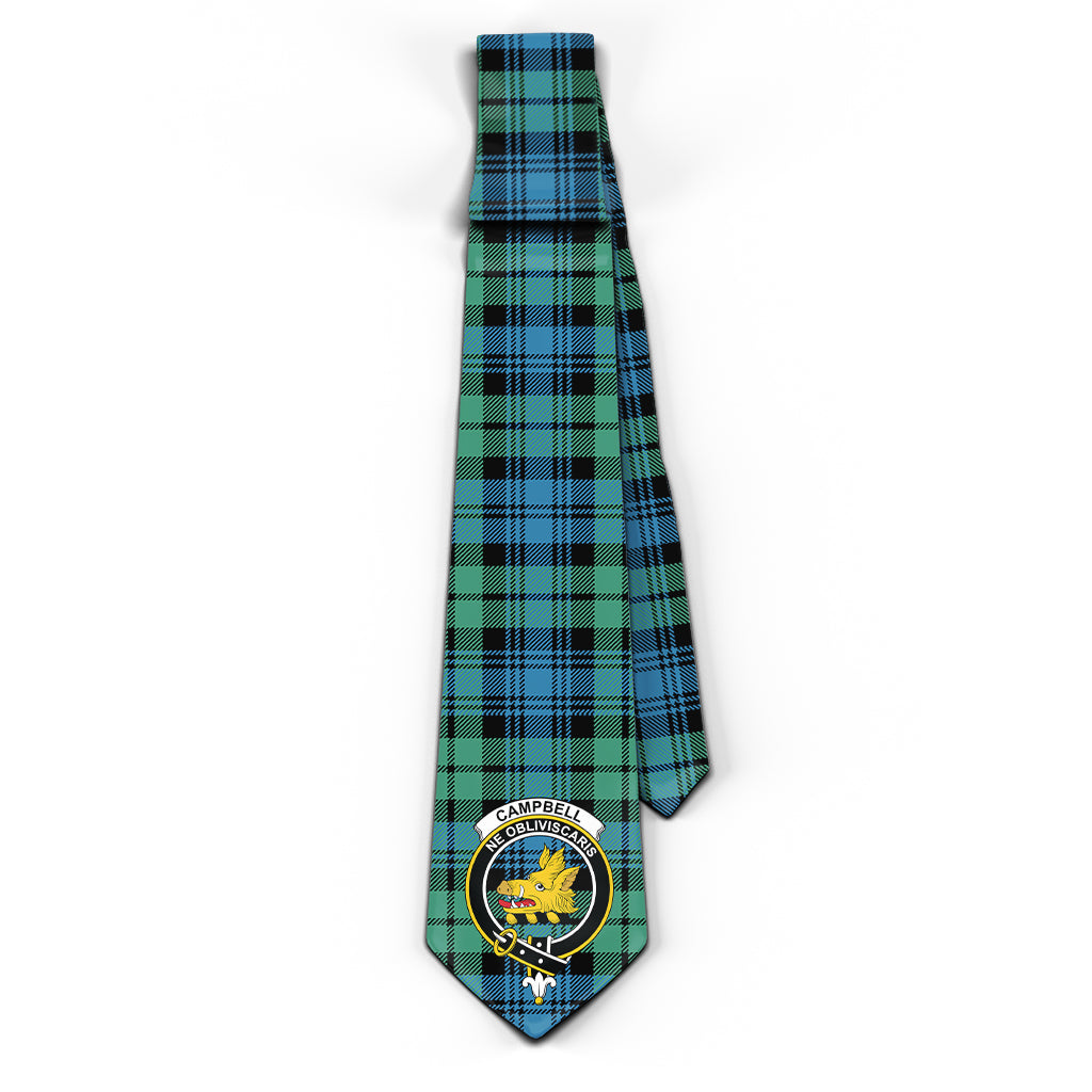 Campbell Ancient 01 Tartan Classic Necktie with Family Crest - Tartan Vibes Clothing