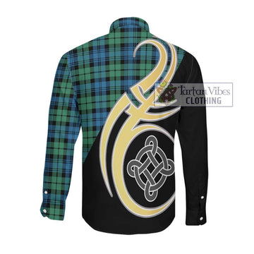 Campbell Ancient 01 Tartan Long Sleeve Button Shirt with Family Crest and Celtic Symbol Style