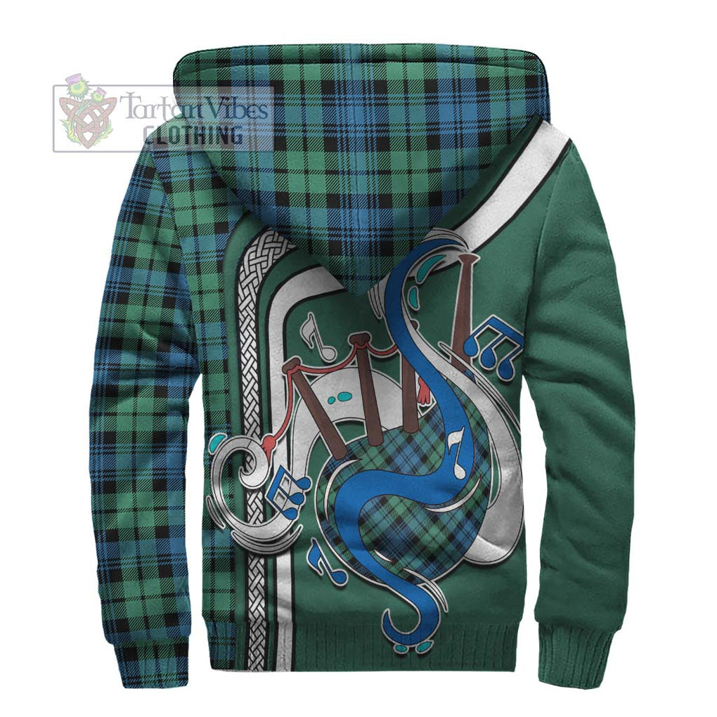 Campbell Ancient 01 Tartan Sherpa Hoodie with Epic Bagpipe Style - Tartanvibesclothing Shop