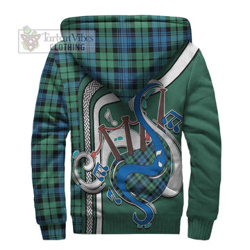 Campbell Ancient 01 Tartan Sherpa Hoodie with Epic Bagpipe Style