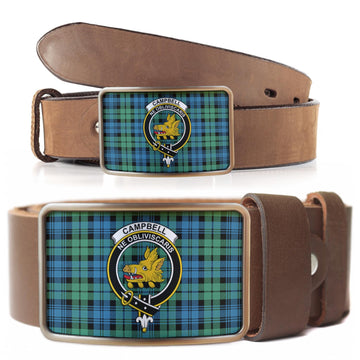 Campbell Ancient 01 Tartan Belt Buckles with Family Crest