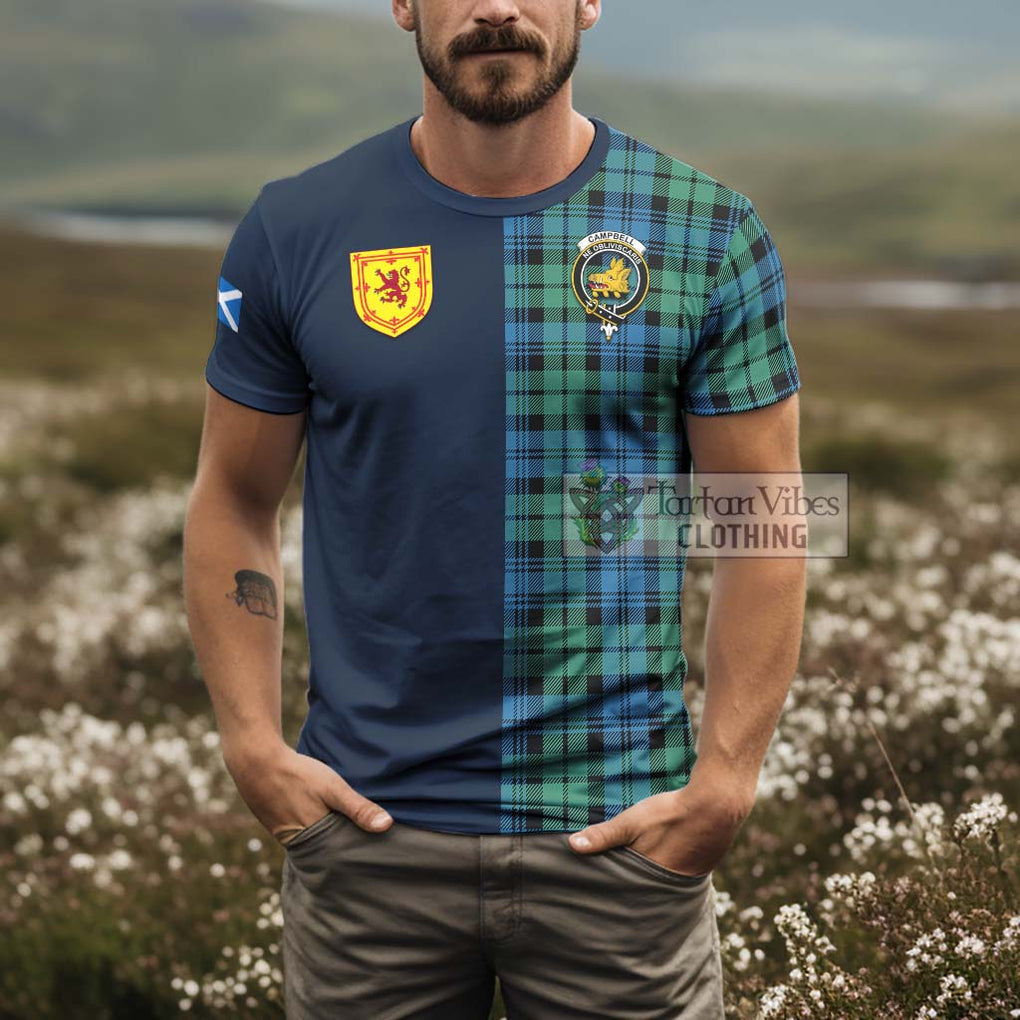 Tartan Vibes Clothing Campbell Ancient 01 Tartan T-Shirt Alba with Scottish Lion Royal Arm Half Style