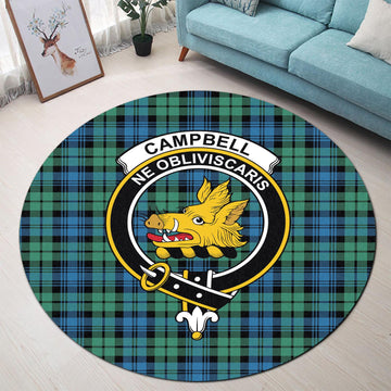 Campbell Ancient 01 Tartan Round Rug with Family Crest