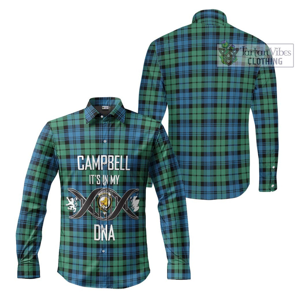 Campbell Ancient 01 Tartan Long Sleeve Button Shirt with Family Crest DNA In Me Style Men's Shirt - Tartanvibesclothing Shop