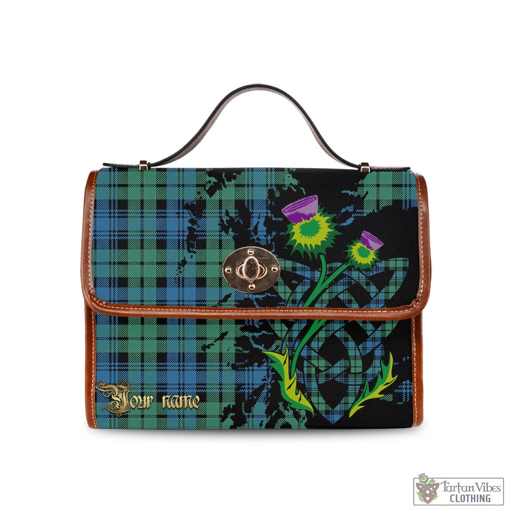 Tartan Vibes Clothing Campbell Ancient #01 Tartan Waterproof Canvas Bag with Scotland Map and Thistle Celtic Accents